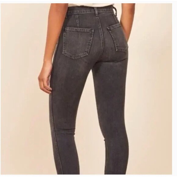 Reformation May High Skinny Jeans in Washed Black Size 28 - Picture 4 of 15